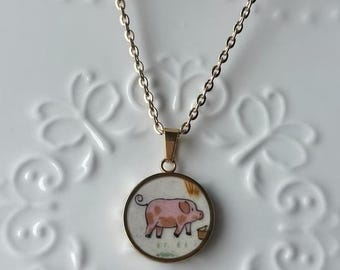 Collana Pink Piggy International Heartland / Porcellana rotta / Animali da fattoria