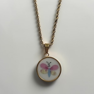 Vintage Butterfly Necklace | Handmade Broken China Jewelry