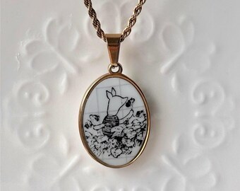Winnie The Pooh Necklace Piglet | Broken China | Porcelain Jewelry
