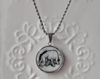 Winnie The Pooh Eeyore Silver Necklace | Broken China | Porcelain Jewelry