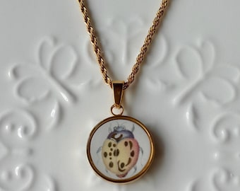Collar de mariquita / Joyería de porcelana reciclada