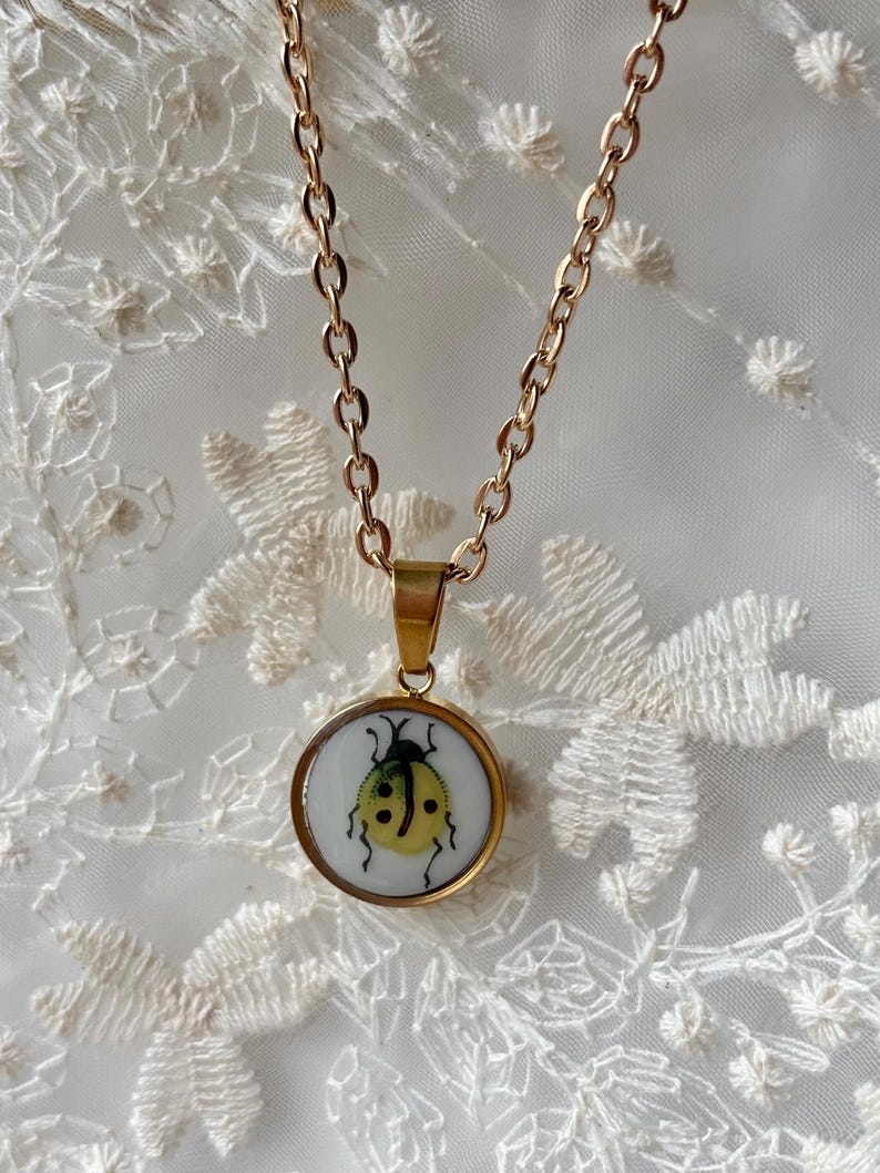 Turquoise Ladybug Broken China Necklace | Handmade Porcelain Jewelry - Etsy