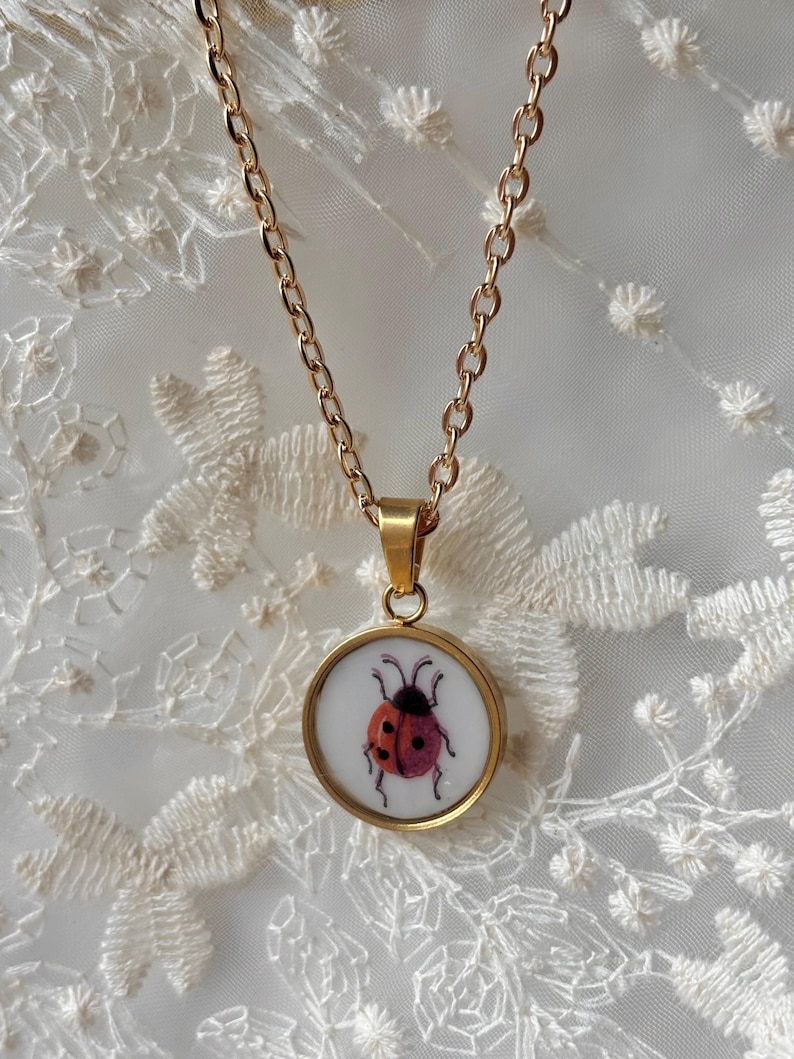 Turquoise Ladybug Broken China Necklace | Handmade Porcelain Jewelry - Etsy