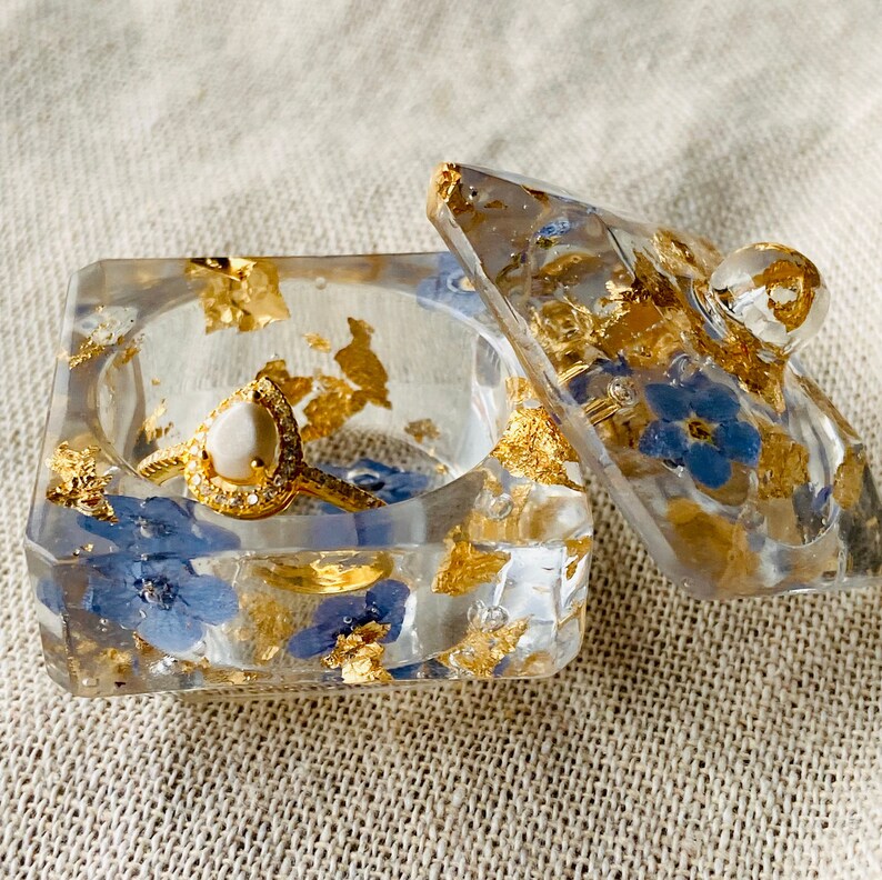 Me Not Flower Resin Trinket Tray Decorative Dish Ring Box Etsy