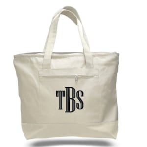 Personalized Medium Canvas Tote Bag, Customized Monogram Bag, Canvas Tote, Bridesmaid Gift, Beach Bag, Monogram Canvas Tote Bag