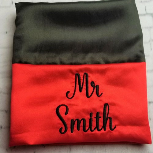 Personalized Satin Pillowcase Embroidered Charmeuse Satin Etsy