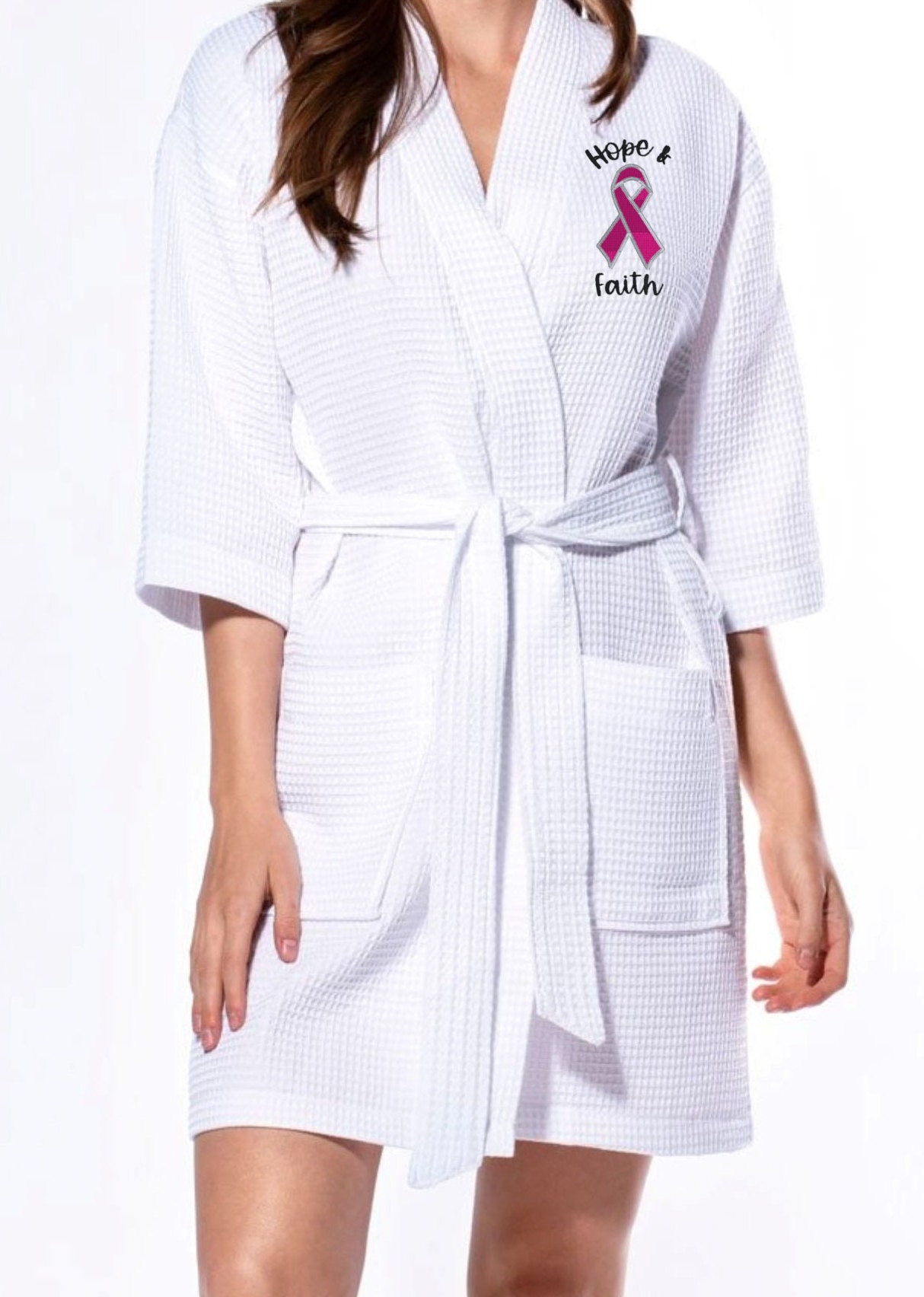 Embroidered Pink Ribbon Waffle Robe, Breast Cancer Awareness Gift - Etsy