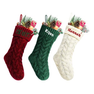 Embroidered Custom Christmas Stockings, Personalized Holiday Stockings, Christmas, Embroidered Christmas Stockings, Knit Christmas Stocking