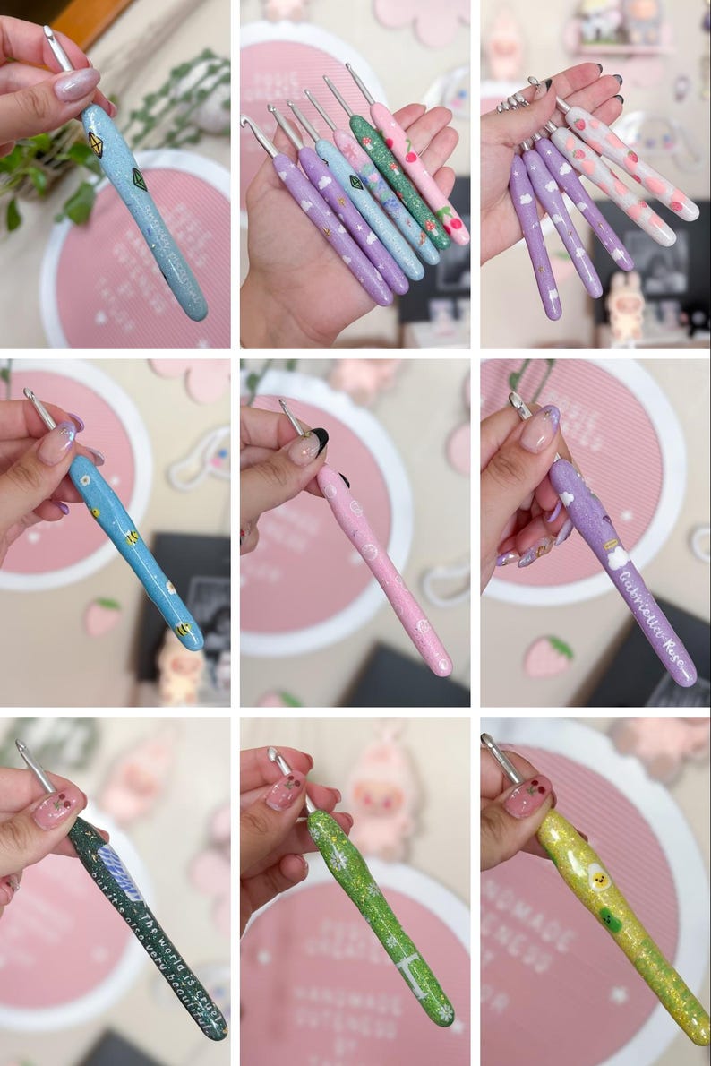Custom Crochet Hook Set • 10 Piece Hand Painted Custom Hook Set - Etsy
