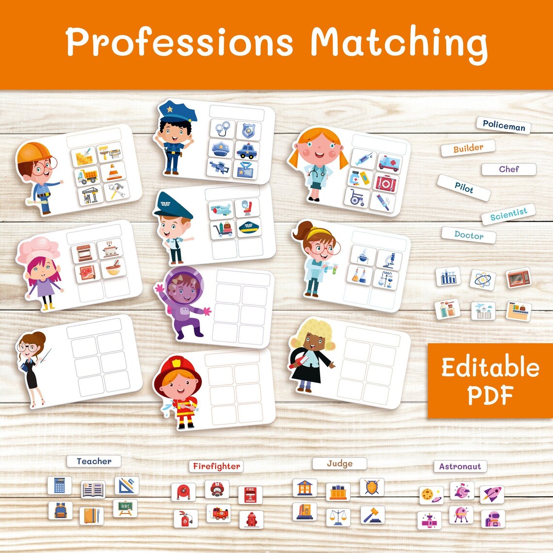 Professions for kids Jobs cards Occupations sorting game Etsy
