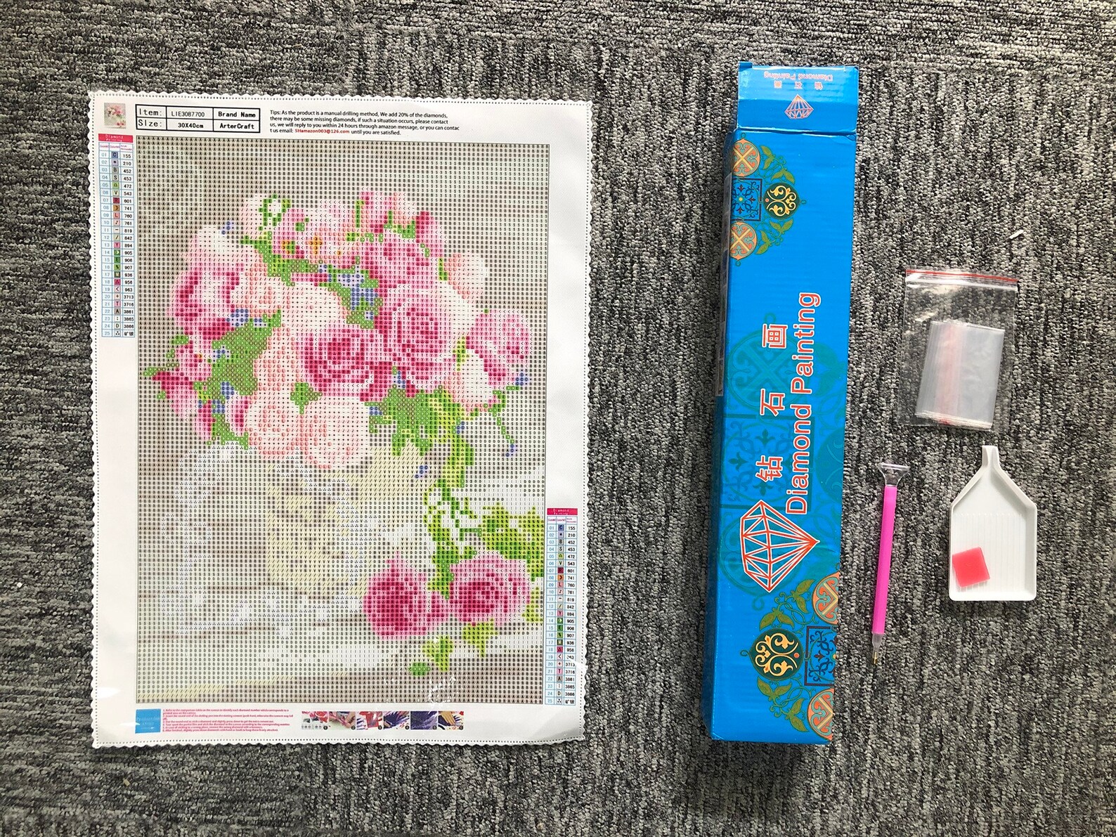 Diamond Painting Flower Round Drills Painting with diamond Etsy