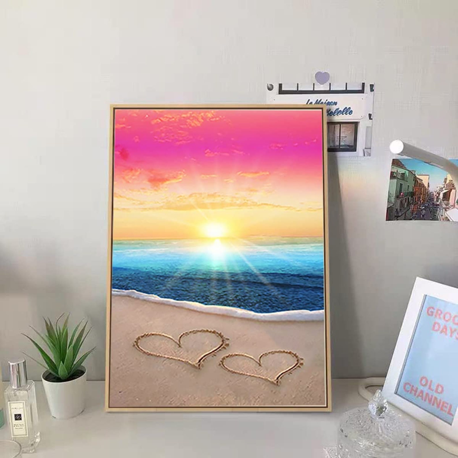 Diamond Painting Kit Beach Love Round Drills Painting With Etsy