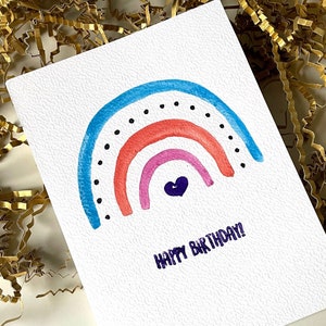 Handmade Rainbow Birthday Card, Birthday Greeting Cards, Happy Birthday Cards, Blue Birthday Cards, Colorful Birthday Card, Baby Birthday image 4