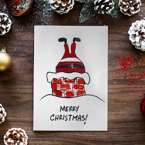 Handgemaakte kerstkaarten, originele aquarel kerstkaartenset, nieuwjaarscadeau, kerstman, handgemaakte kerstkaarten, kerstwenskaarten