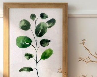 Original Watercolour Tropical Leaf , Botanical Wall Art, Nature Artwork, Home Decoration, Tree Painting, Minimal Tree, Botanical Posters