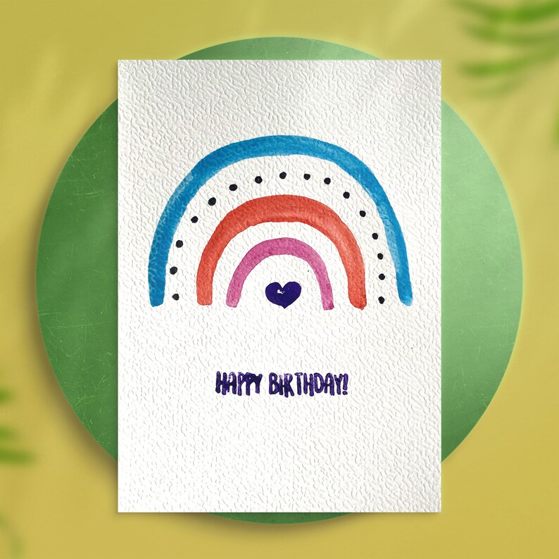 Handmade Rainbow Birthday Card, Birthday Greeting Cards, Happy Birthday Cards, Blue Birthday Cards, Colorful Birthday Card, Baby Birthday image 5