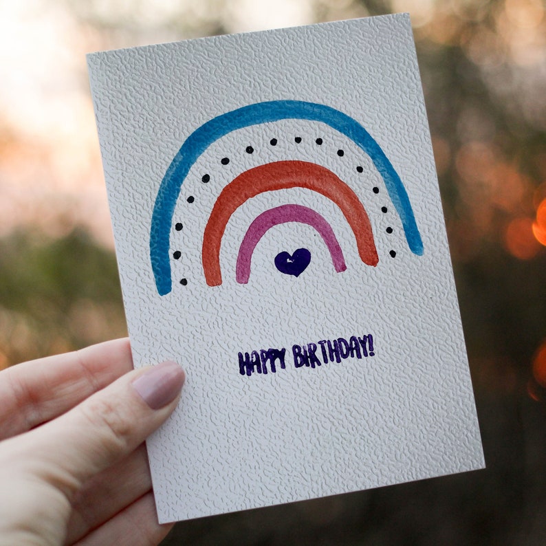 Handmade Rainbow Birthday Card, Birthday Greeting Cards, Happy Birthday Cards, Blue Birthday Cards, Colorful Birthday Card, Baby Birthday image 2