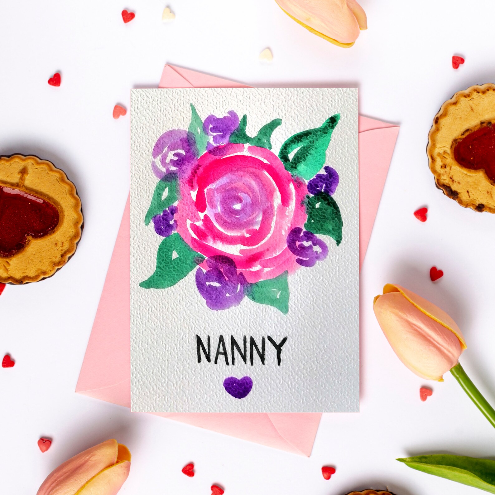 Mother's Day Card Nanny's Birthday Card Floral | Etsy