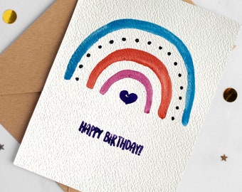 Handmade Rainbow Birthday Card, Birthday Greeting Cards, Happy Birthday Cards, Blue Birthday Cards, Colorful Birthday Card, Baby Birthday