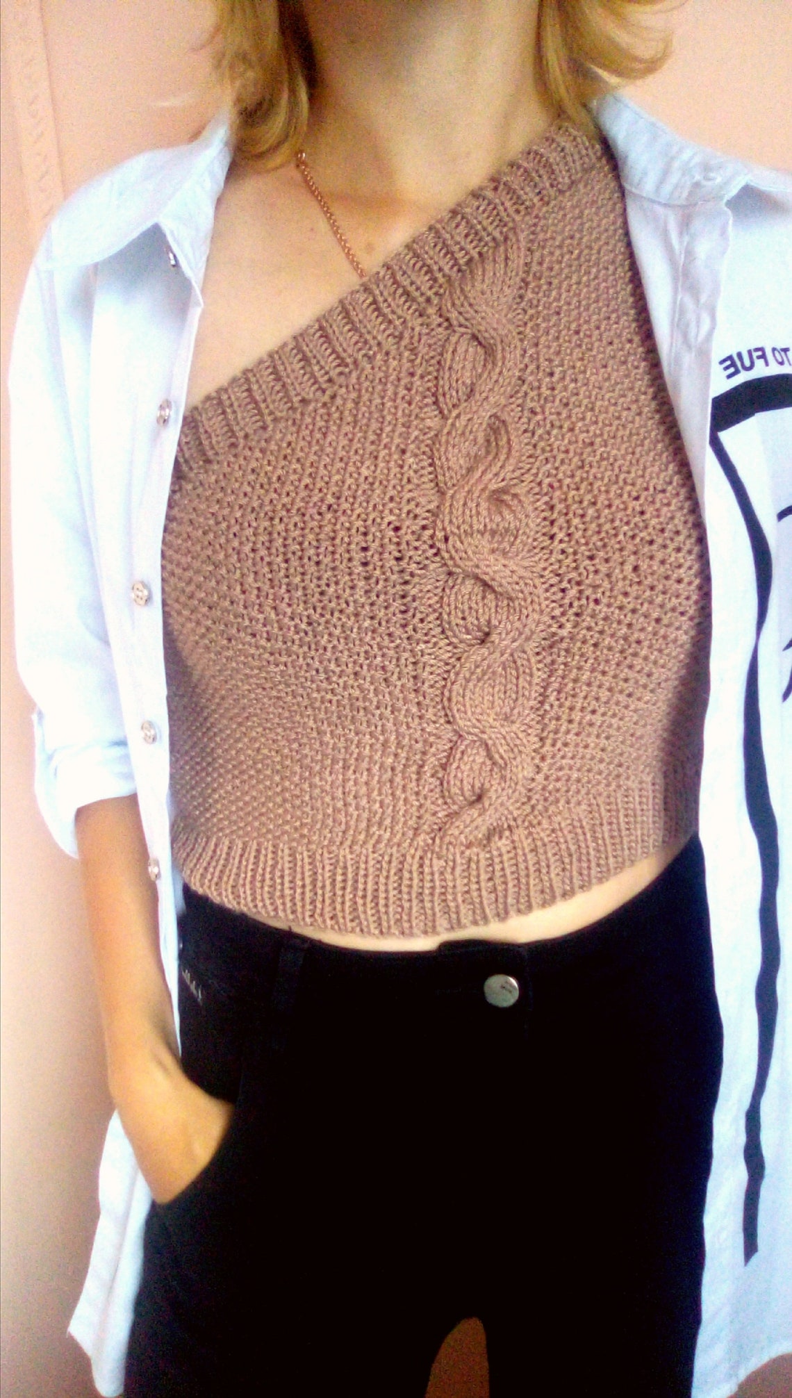 Knitting Pattern One Shoulder tank top One shoulder top Tank Etsy