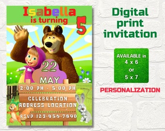 Masha And Bear Card Etsy