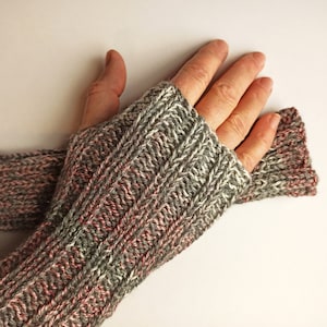 Polswarmers GRIJS-ROOD GEMENGD Manchetten Polswarmers Handwarmers Wol Handwarmers Winter Breien Dames Handschoenen Armwarmers Duimgat Yoga warm
