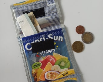 Capri Sun portefeuille MULTIVITAMINE portefeuille upcycling portefeuille écologique durable femmes hommes poche de pantalon fermeture Velcro pochette poitrine