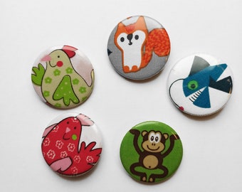 Button set animals I pin brooch jewelry pin badge needle badge fox monkey chicken fish colorful children's party birthday