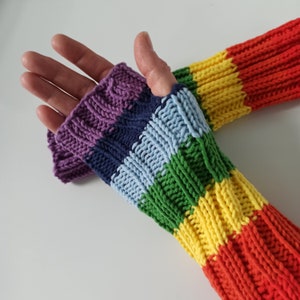 Wrist warmers RAINBOW cuffs wrist warmers hand warmers wool hand warmers winter knit ladies gloves arm warmers thumb hole yoga warm