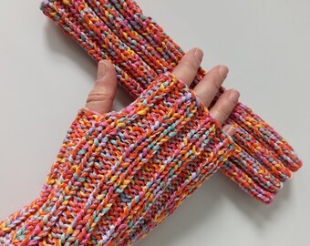 Pulswärmer KONFETTI Stulpen Pulswärmer Handstulpen Wolle Handwärmer Winter Strick Damen Handschuhe Armstulpen Daumenloch Yoga warm