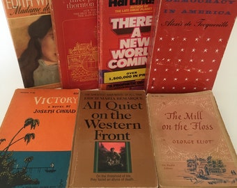 50's -80's Vintage Paperback Novels Collection, Authors -  Elliot, Conrad, Wilder, Lindsey, Remarque, Wharton, De Tocqueville