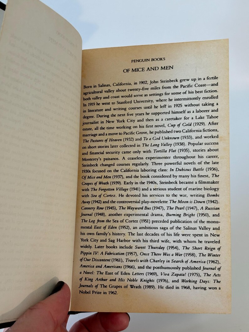 Of Mice and Men John Steinbeck 1993 Hardcover Edition Etsy