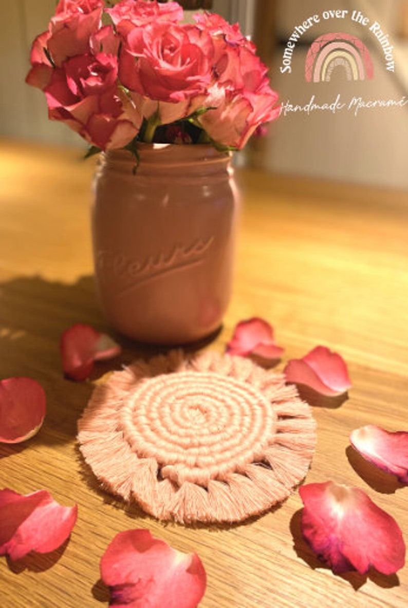 Macrame Coasters Boho Coasters Cup /& Glasses Coasters Recycled Cotton Customisable Eco Friendly Macrame Plant Rug