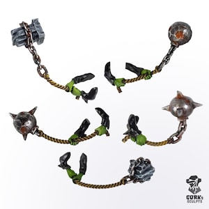 5 CHAIN BALLS + 5 bases 32mm - Printed - Gork&#39;s Sculpts