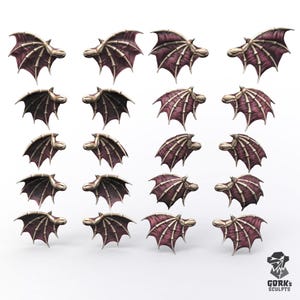 10 paires de petites ailes de monstre - Imprimées