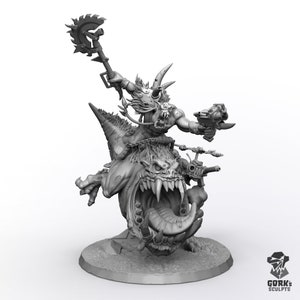 Futuristic orc beast boss on cave monster - Printed