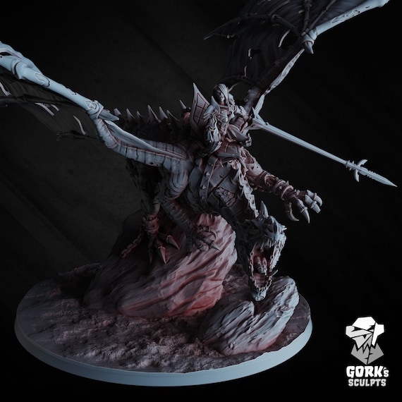 Vampire on Zombie Dragon - Printed - Gork's Sculpts - Etsy