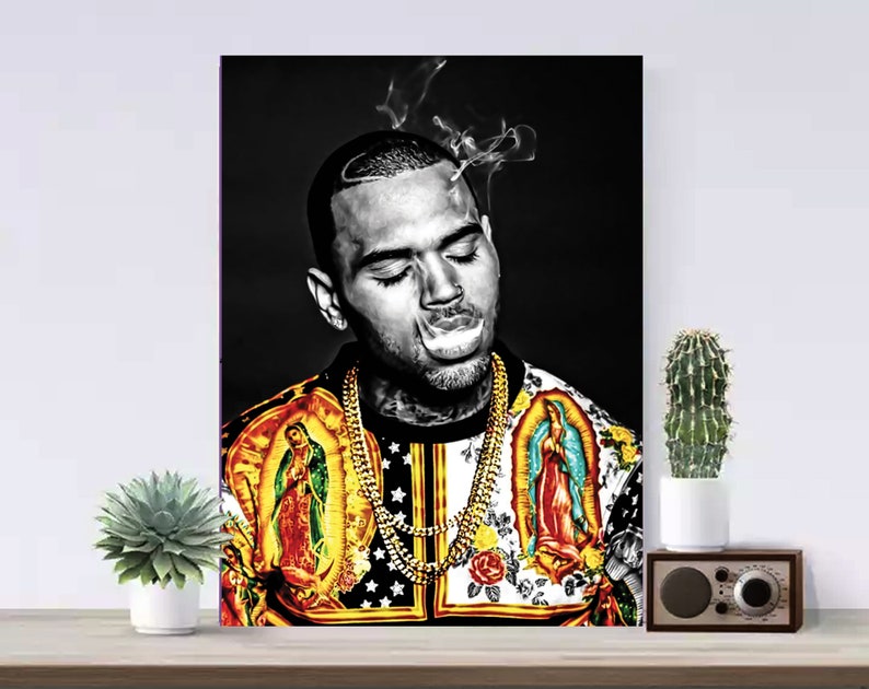 Chris Brown Canvas Rapper Canvas Poster Wall Hanging Custom Etsy