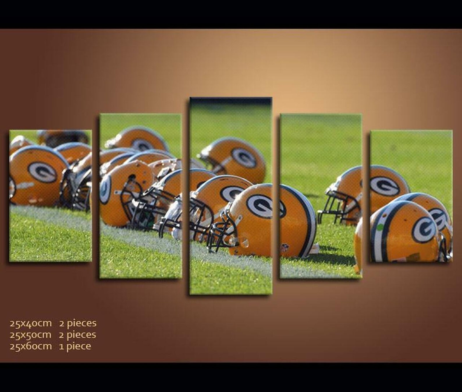 Green Bay Packers Football 5 Pieces Canvas Wall Art Framed Etsy