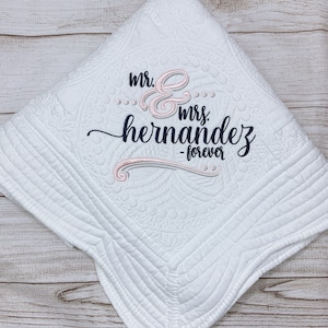 Personalized heirloom wedding/anniversary quilt, custom name blanket, shower/wedding/anniversary gift for couple