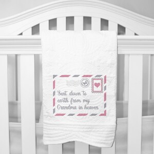 Personalized heirloom baby quilt, Sent From Heaven, custom name blanket, gift for newborn