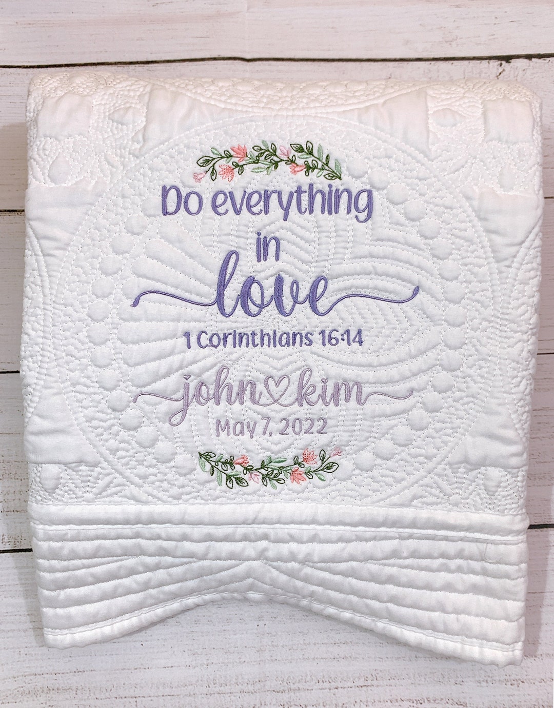 Personalized Heirloom Wedding/anniversary Quilt, Custom Name Blanket ...