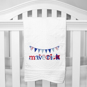 Personalized heirloom baby quilt, Nautical theme, custom name blanket, gift for newborn