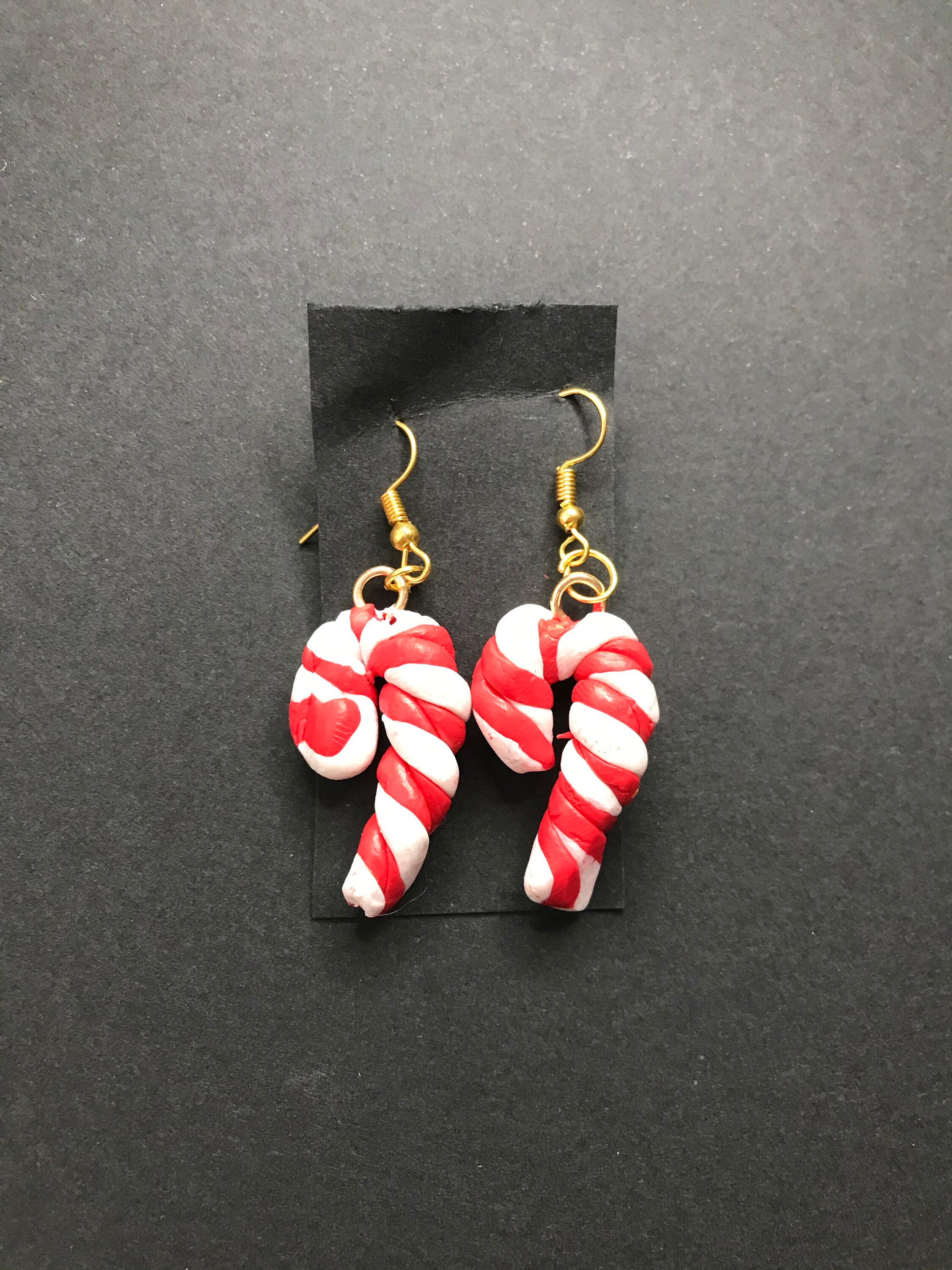 Candy cane earrings in gold Etsy