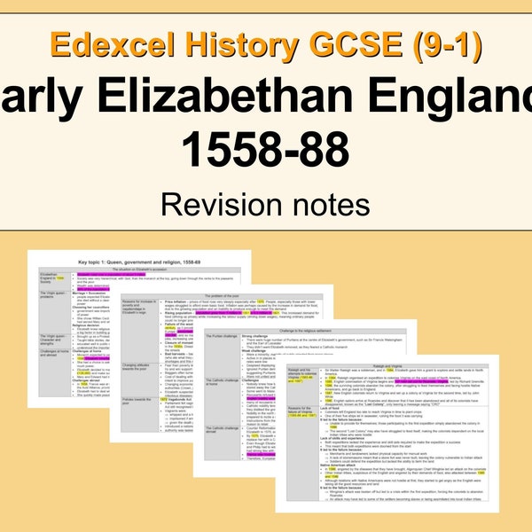 Edexcel History GCSE Revision Notes: Early Elizabethan England, 1558-88