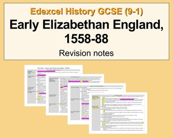 Edexcel History GCSE Revision Notes: Early Elizabethan England, 1558-88