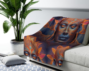 Solar Consciousness - Sacred Geometry Sun Being | Third Eye Awakening Psychedelic Art Sherpa Fleece Blanket
