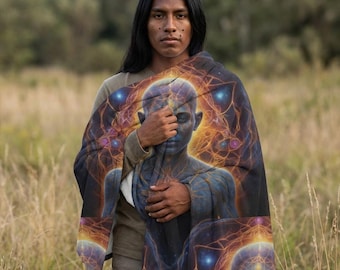 Awakened Consciousness – Sacred Geometry Cosmic Being | Spiritual Psychedelic Art Sherpa Fleece Blanket