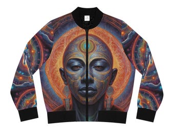 Celestial Alignment Bomber Jacket - Third Eye & Heart Awakening | Sacred Geometry Cosmic Wear