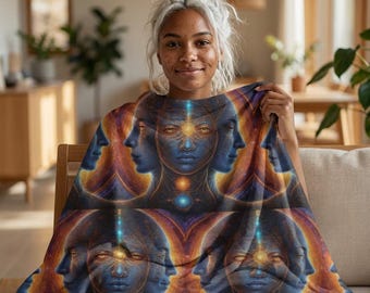 Cosmic Trinity – The Infinite Mind Within | Spiritual Psychedelic Art Sherpa Fleece Blanket
